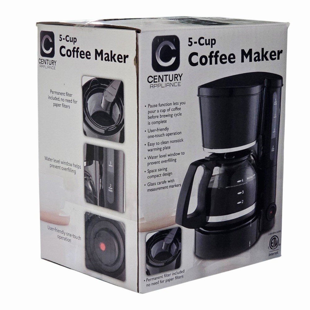 Century Appliance 5 Cup Drip Coffee Maker Filter Included No Need Paper Filters